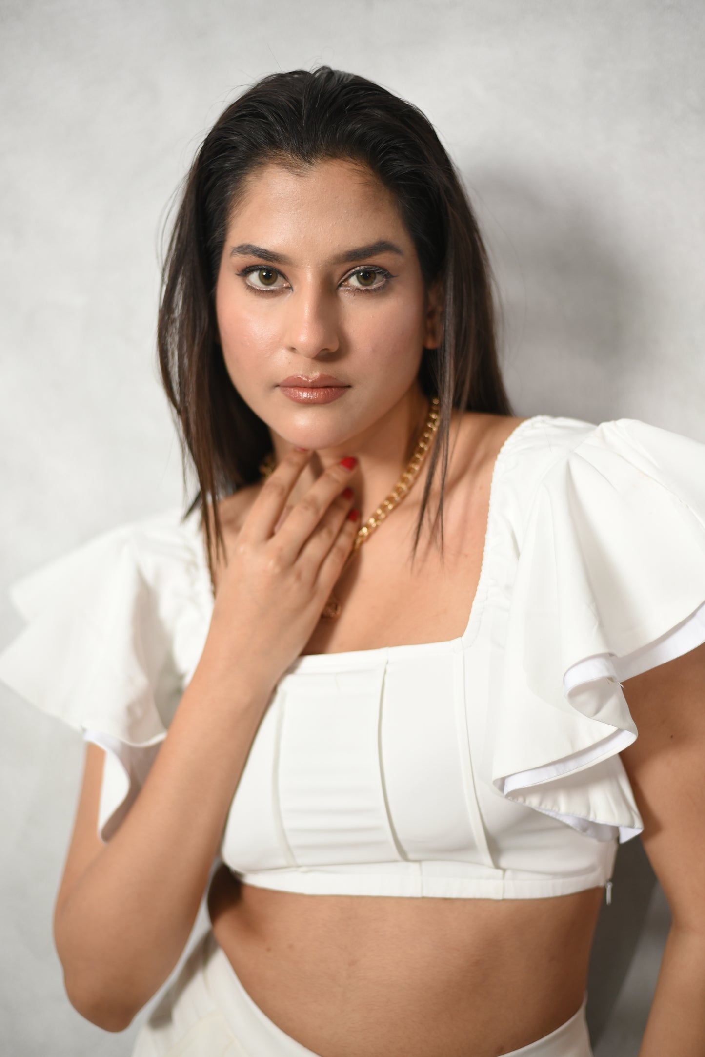 Berry - White Butterfly sleeve top