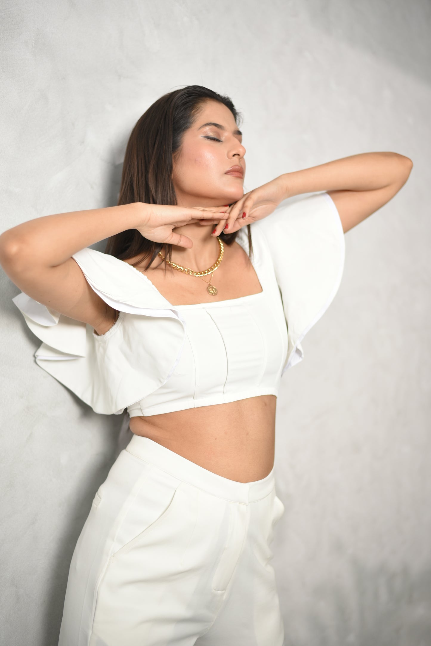 Berry - White Butterfly sleeve top