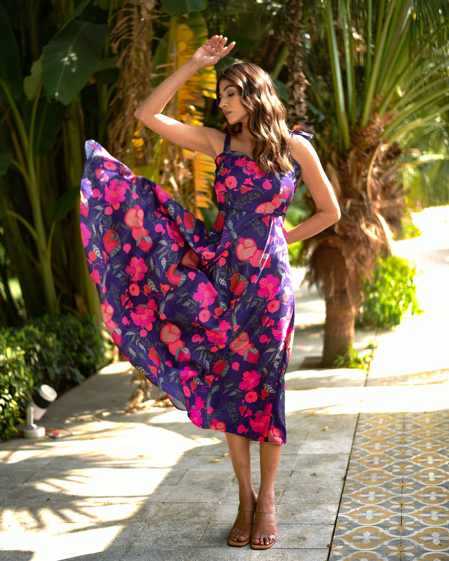 Violet - Indigo Floral Midi dress