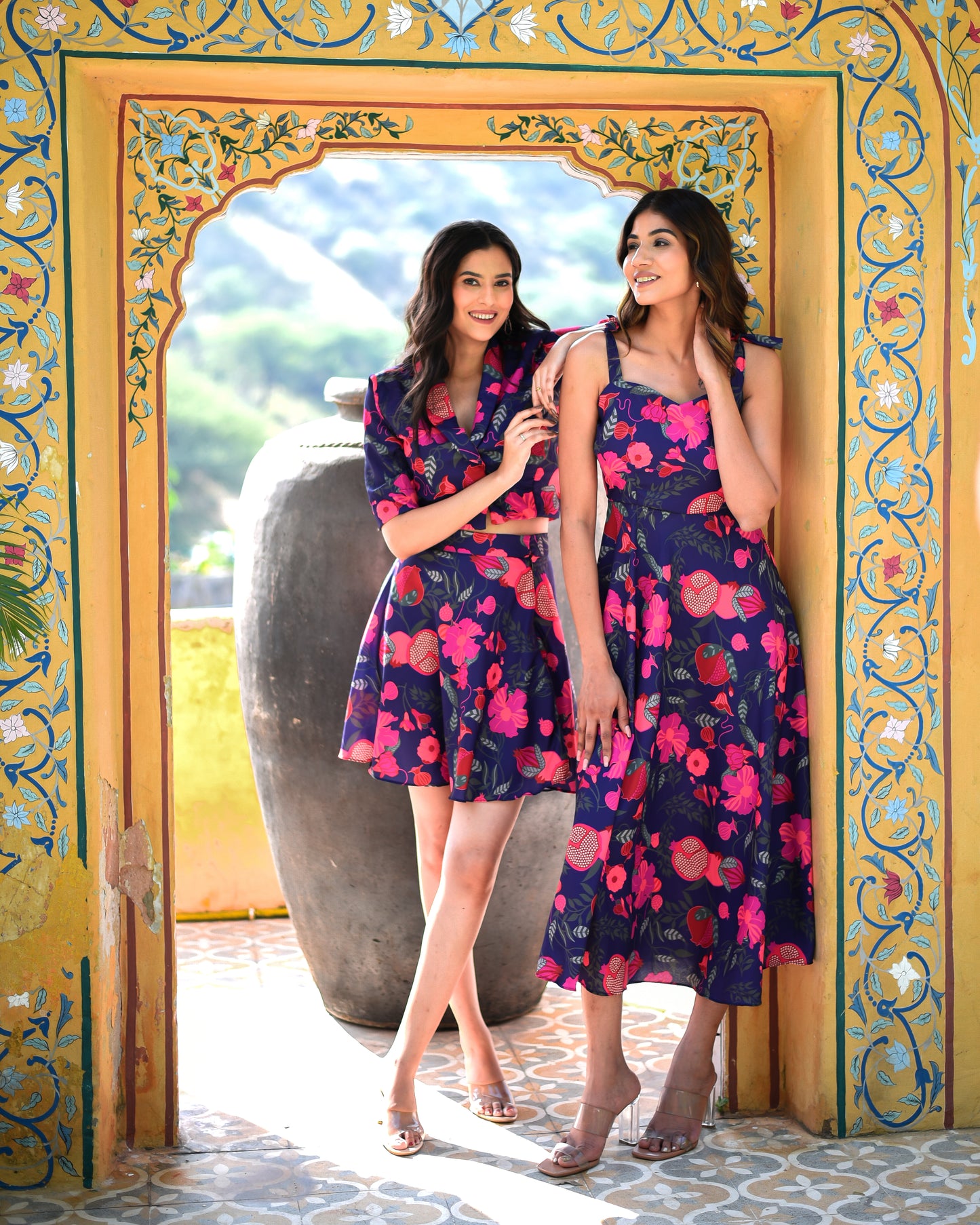 Violet - Indigo Floral Midi dress