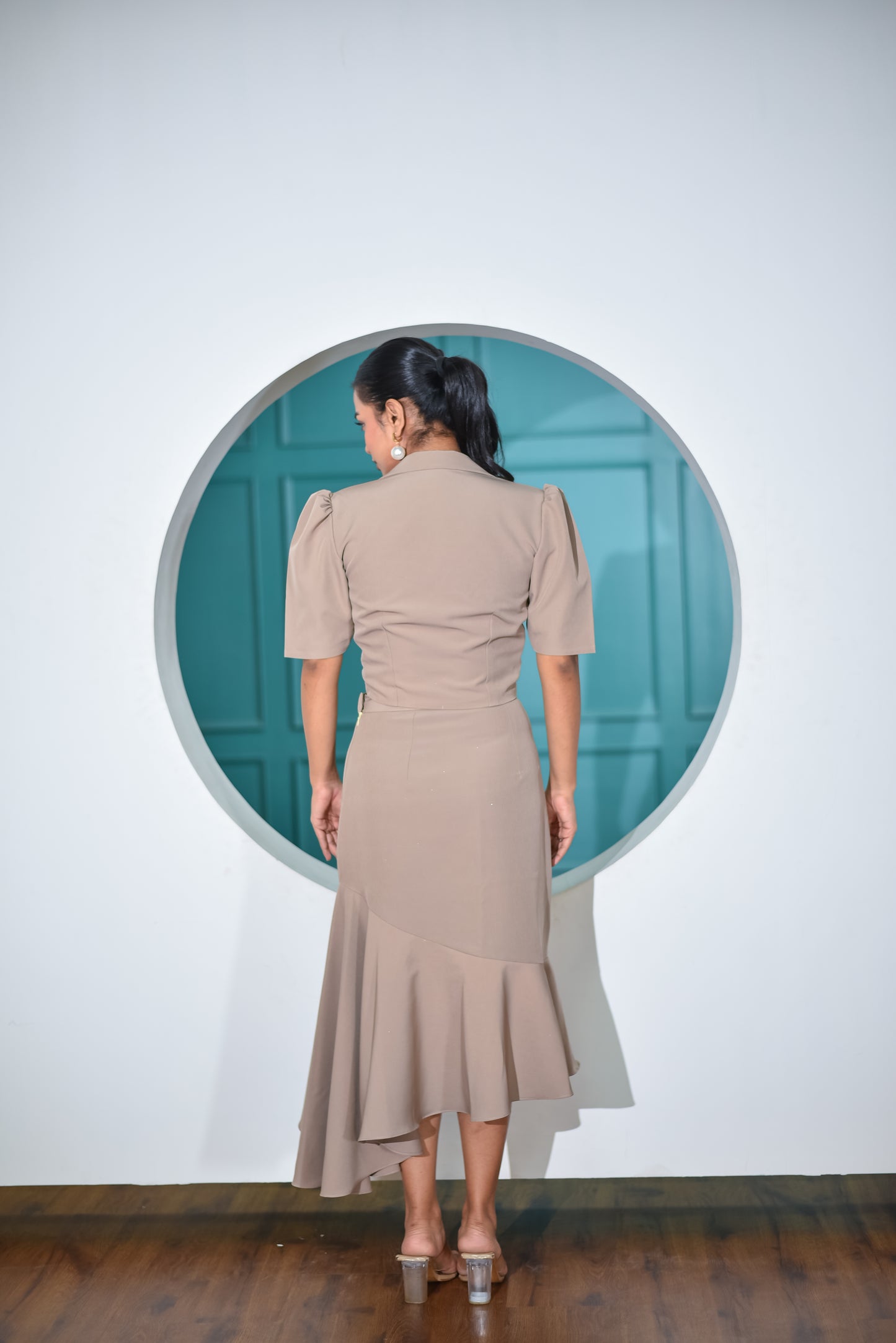 Naomi - Asymmetrical Skirt With Crop Blazer