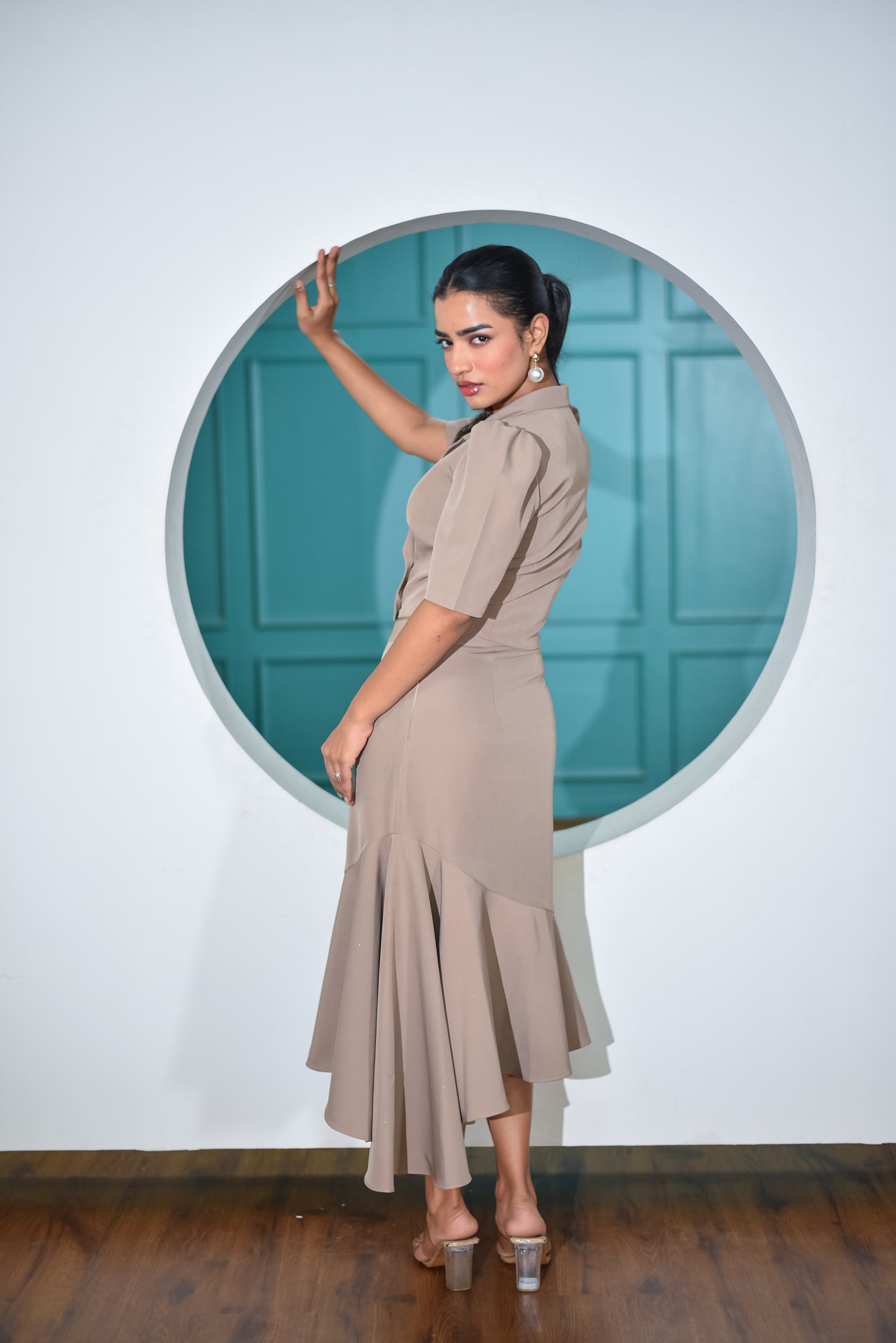Naomi - Asymmetrical Skirt With Crop Blazer