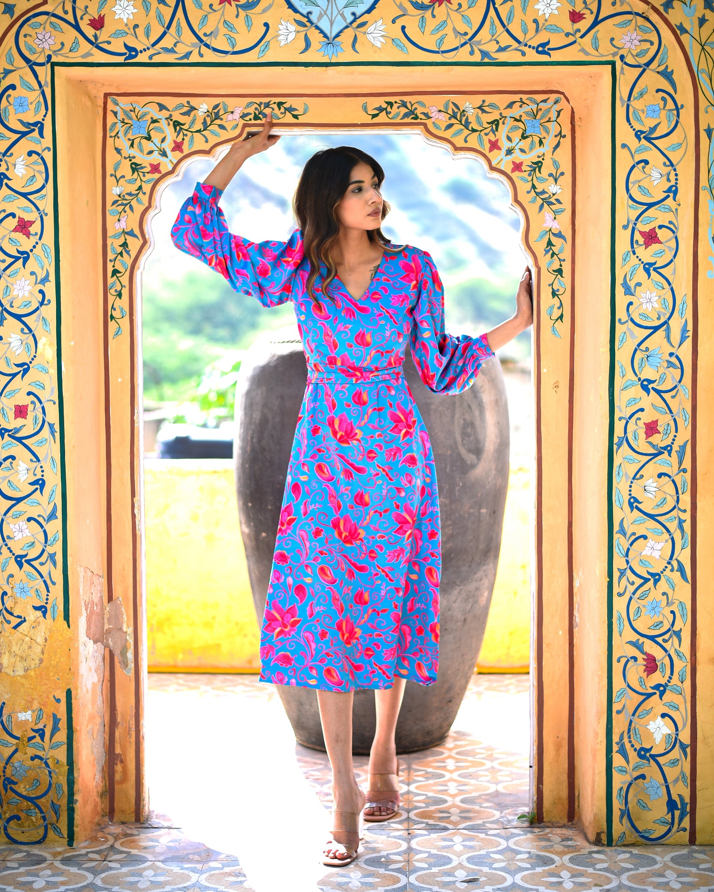 Jeanne - Satin Floral Dress