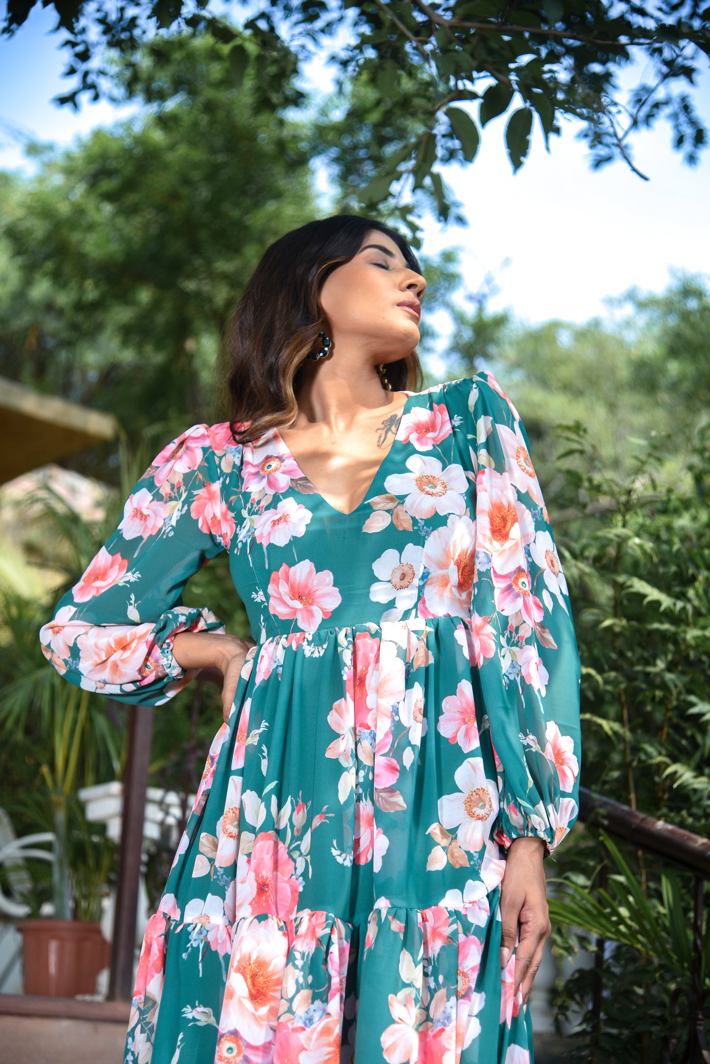 Molly- Green Floral Dress