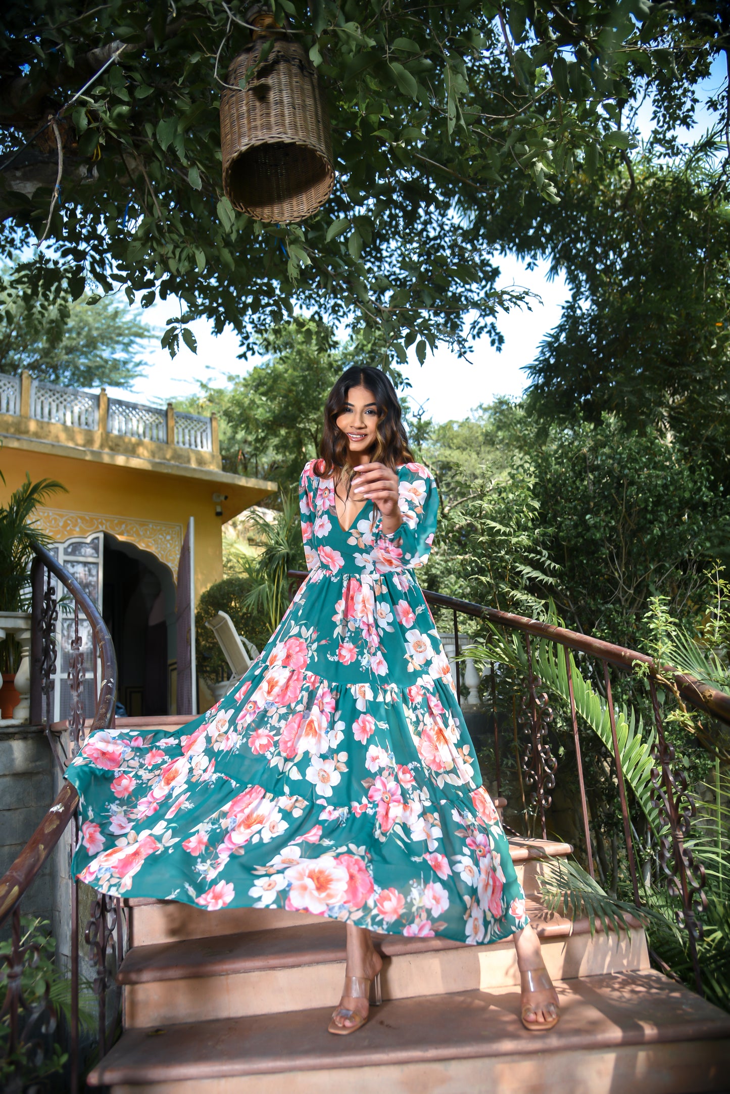 Molly- Green Floral Dress