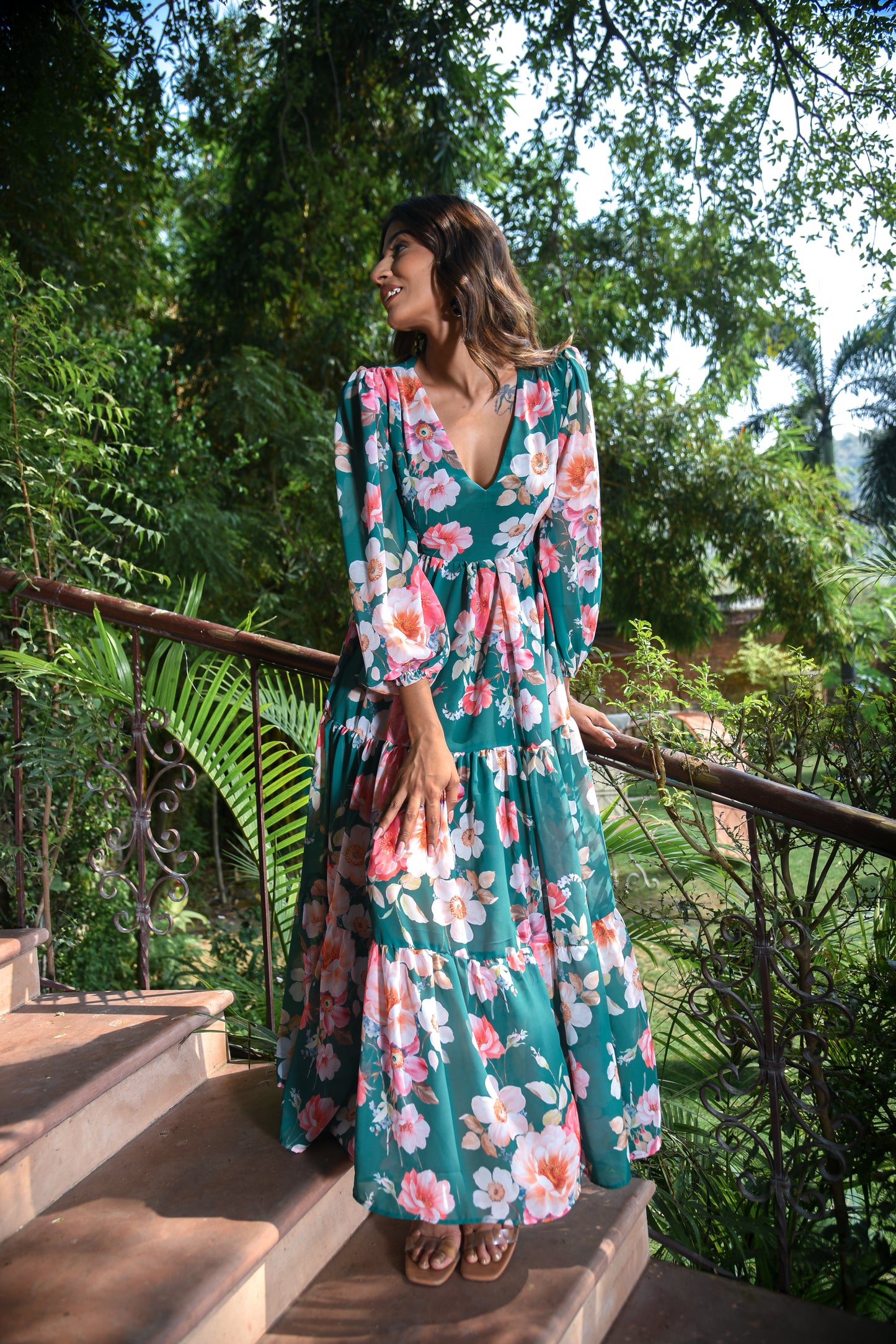 Molly- Green Floral Dress