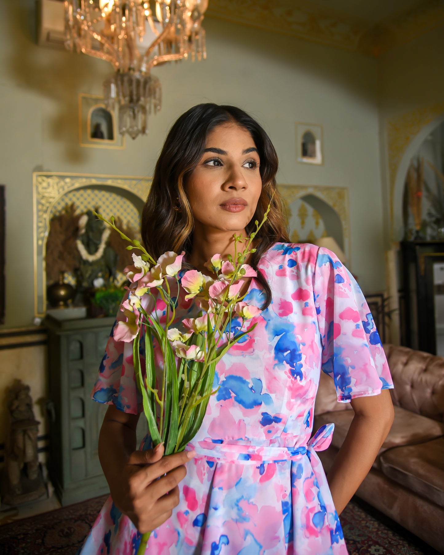 Chloé - Blue Pink abstract Mini Dress