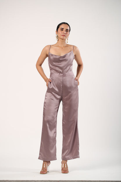 Isabella - Cowl Neck Satin Jumpsuit