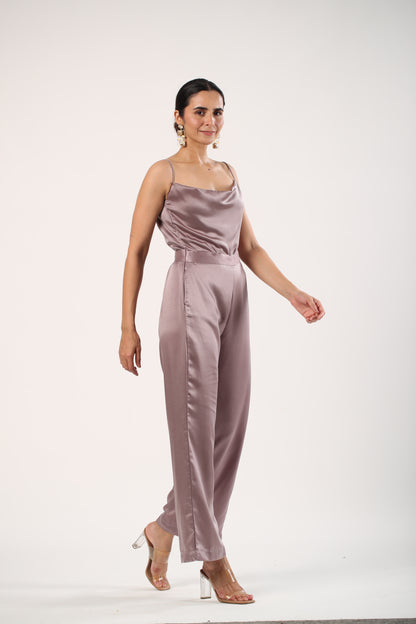 Isabella - Cowl Neck Satin Jumpsuit