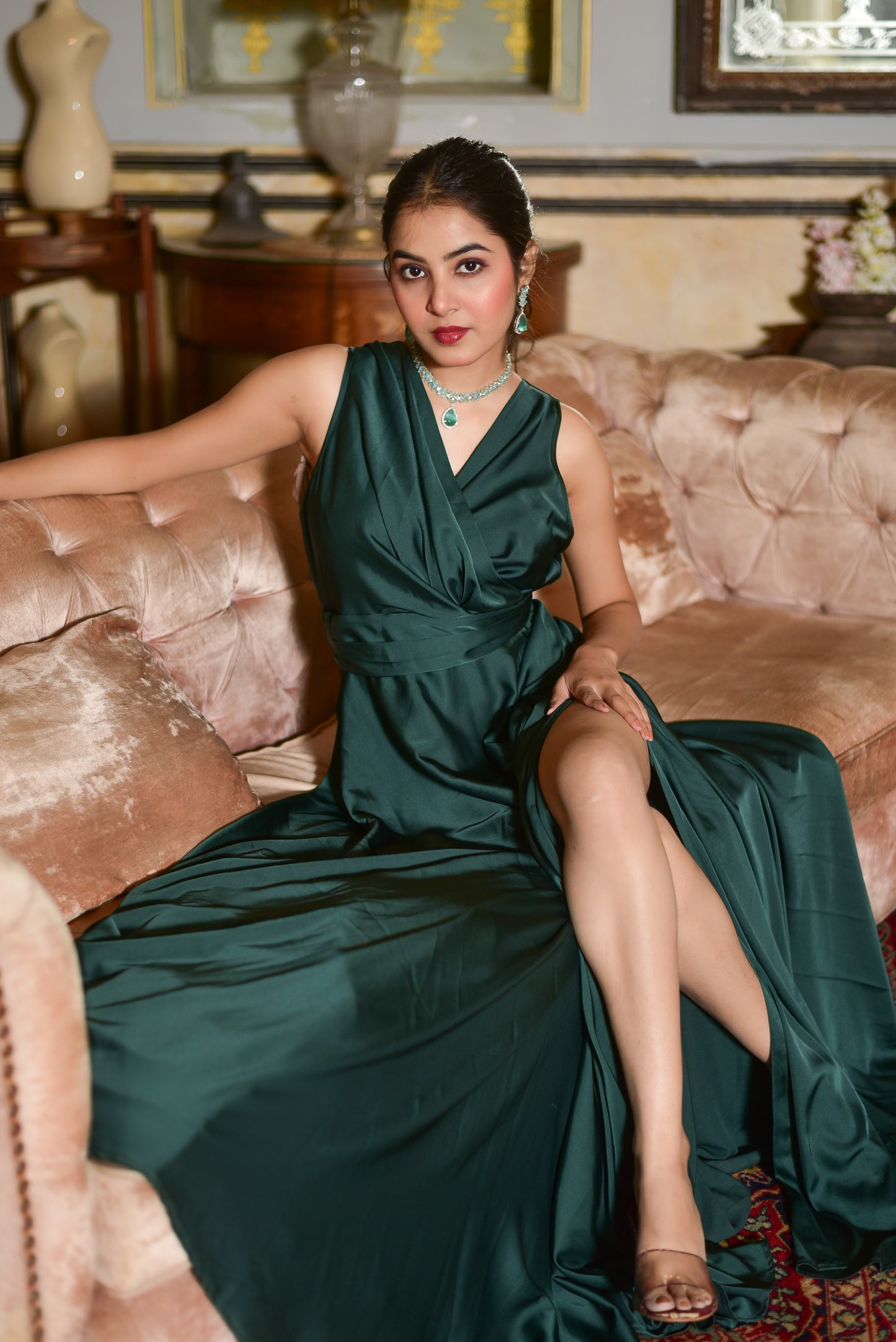 Envy Green Satin Dress