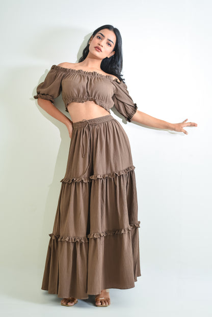 Juliet - Tier Skirt With Off Shoulder Top