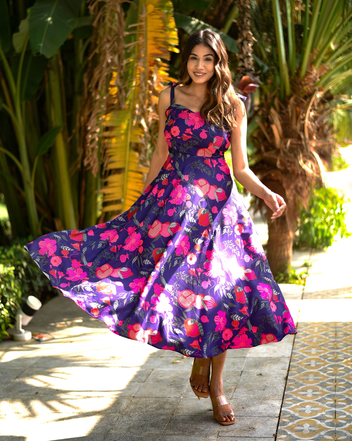 Violet - Indigo Floral Midi dress
