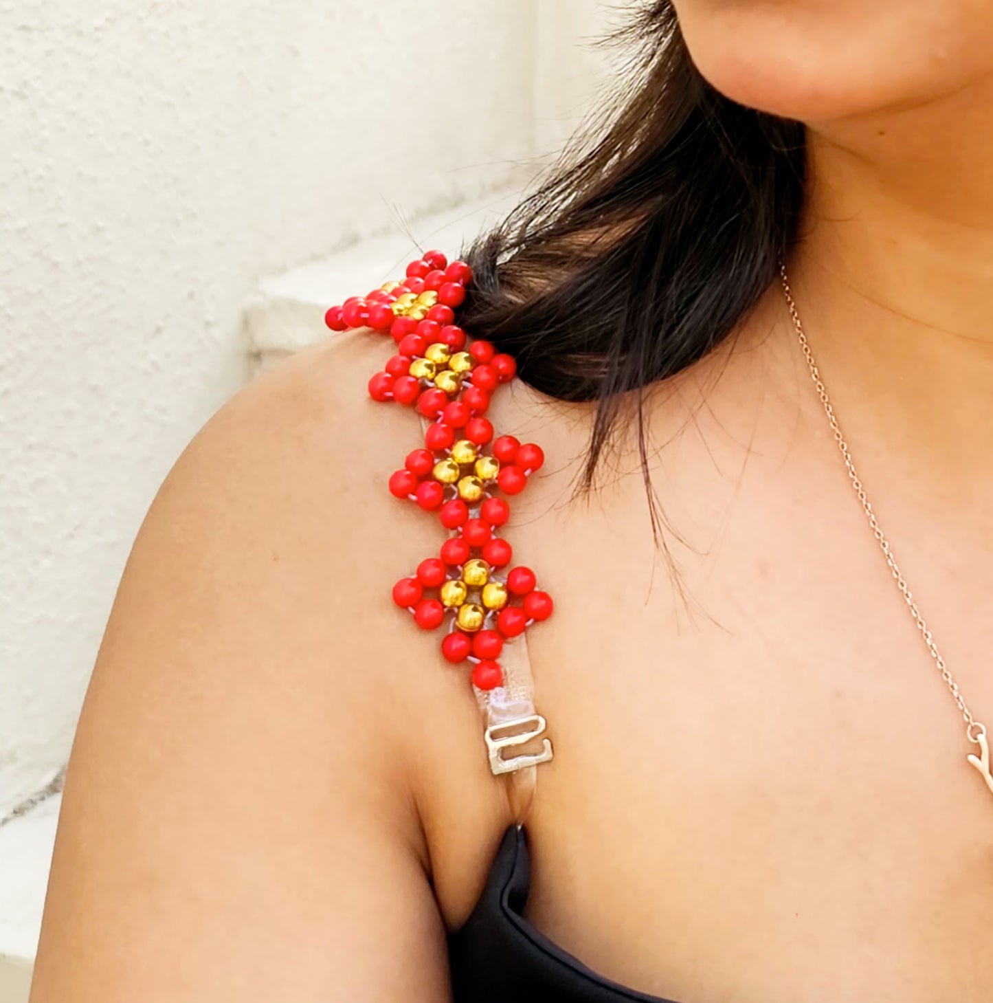 Diagon- handmade Red Beaded Bra Strap