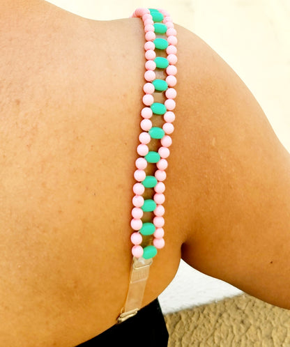 Green Blush Beads-Handmade Bra Strap