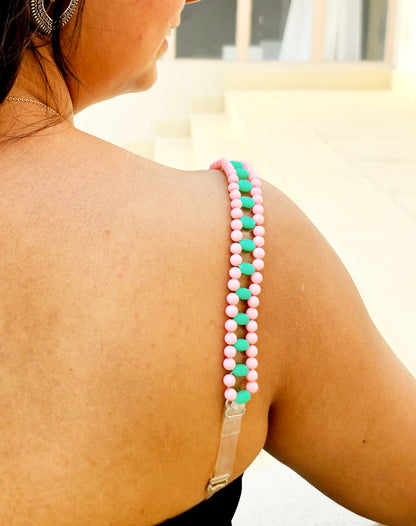 Green Blush Beads-Handmade Bra Strap