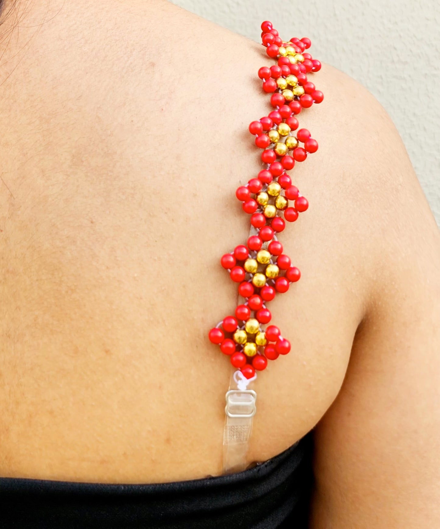 Diagon- handmade Red Beaded Bra Strap